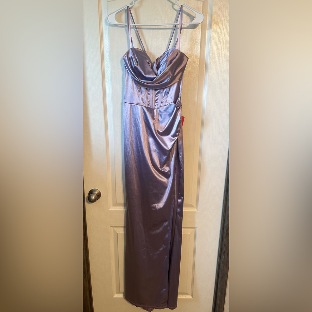 Lilac Satin Corset Sleeveless Dress